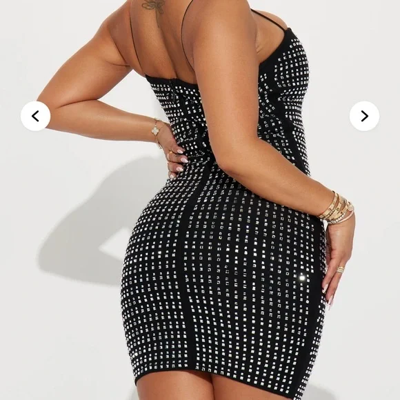 Fashion Nova Black and Silver Embellished Bodycon Dress |1X | nwt - Picture 2 of 7